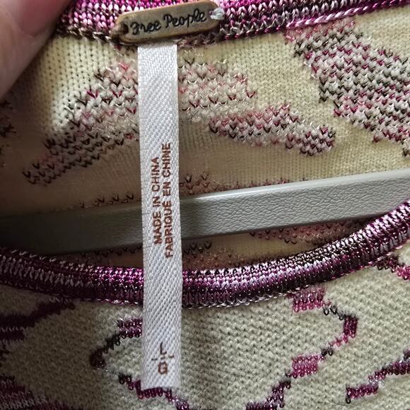 Free People Take Me Out zebra print mini bodycon dress puff sleeve knit large - Picture 2 of 11